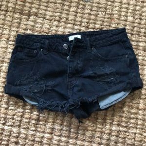 Black Ripped Jean Shorts
